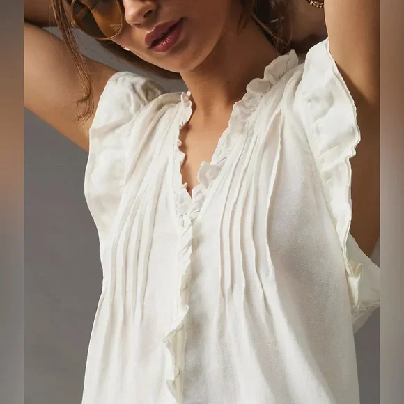 ByAnthropologie White Long Ruffled Tunic - Picture 5 of 16